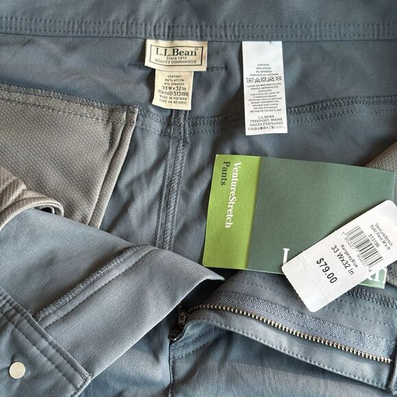 NWT LL Bean VentureStretch Five Pocket Mens Pants Straight Leg 33x32 - Picture 8 of 8